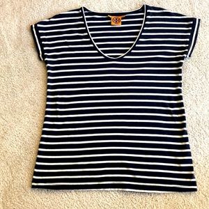 Tory Burch- Navy & White Striped top